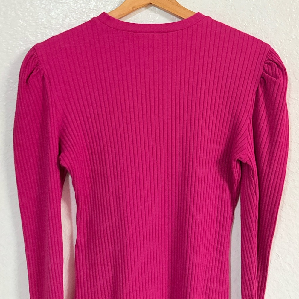 FARM Rio Pink Ribbed Long Sleeve Top - Picture 9 of 12